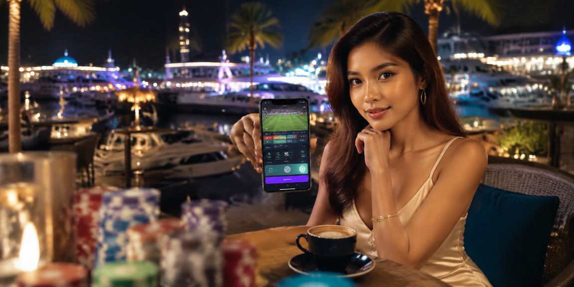 Pengguna mengakses kasino mudah alih i8live di Langkawi Malaysia